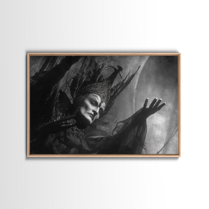 Monochrome Gothic Halloween, Dark Symbolist Art, Landscape Wall Art, Gothic Horror Wall Art, Framed Canvas Print