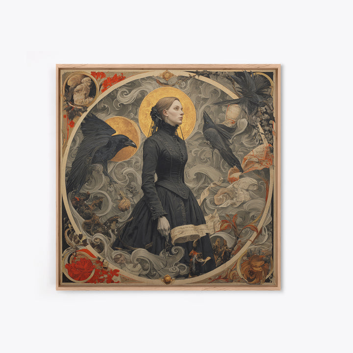 Victorian Mourning Halloween, Dark Renaissance Art, Square Wall Art, Macabre Wall Art, Framed Canvas Print, Halloween Wall Art