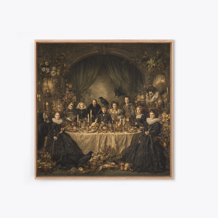 Victorian Mourning Halloween, Danse Macabre Art, Square Wall Art, Macabre Wall Art, Framed Canvas Print