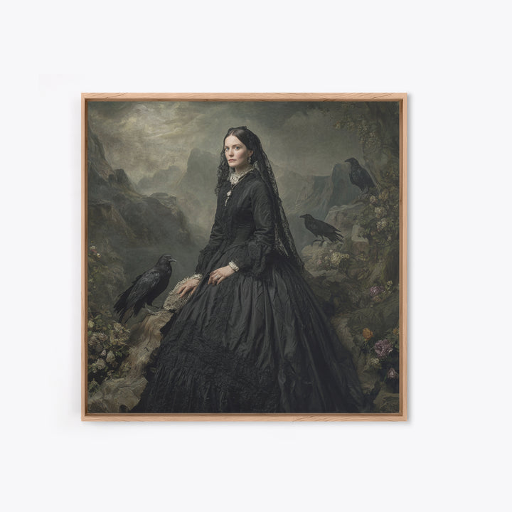 Victorian Mourning Halloween, Baroque Witchcraft Art, Square Wall Art, Macabre Wall Art, Framed Canvas Print, Halloween Wall Art