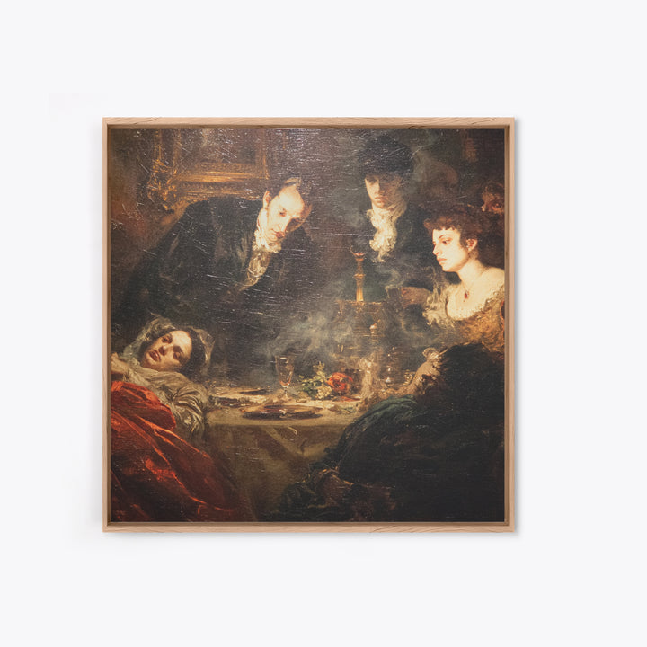 Victorian Mourning Halloween, Gothic Nightmare Art, Square Wall Art, Dark Fantasy Wall Art, Framed Canvas Print, Halloween Wall Art