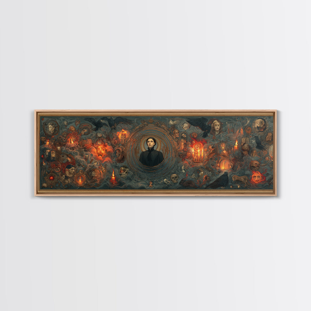 Victorian Mourning Halloween, Visionary Gothic Art, Extra Wide Wall Art, Dark Fantasy Wall Art, Canvas Print, Halloween Wall Art