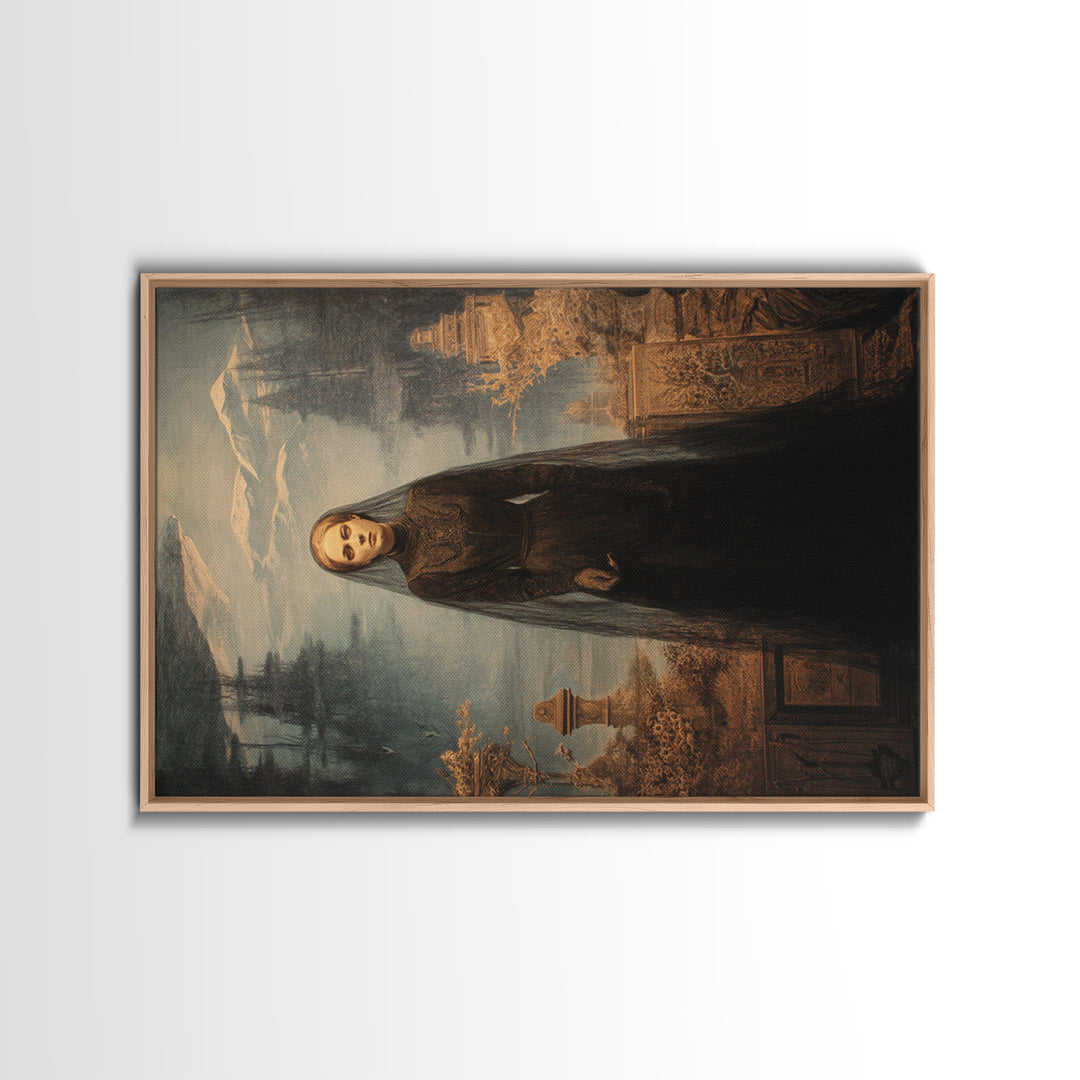 Victorian Mourning Halloween, Symbolist Gothic Landscape, Landscape Wall Art, Dark Halloween Decor, Framed Canvas Print, Halloween Wall Art
