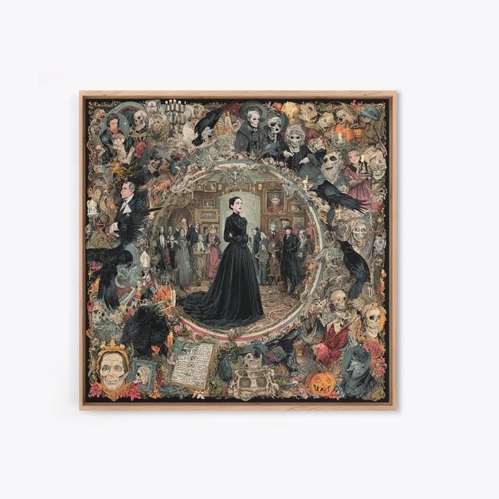 Victorian Mourning Halloween, Grotesque Carnival Art, Square Wall Art, Dark Halloween Decor, Canvas Print, Halloween Wall Art