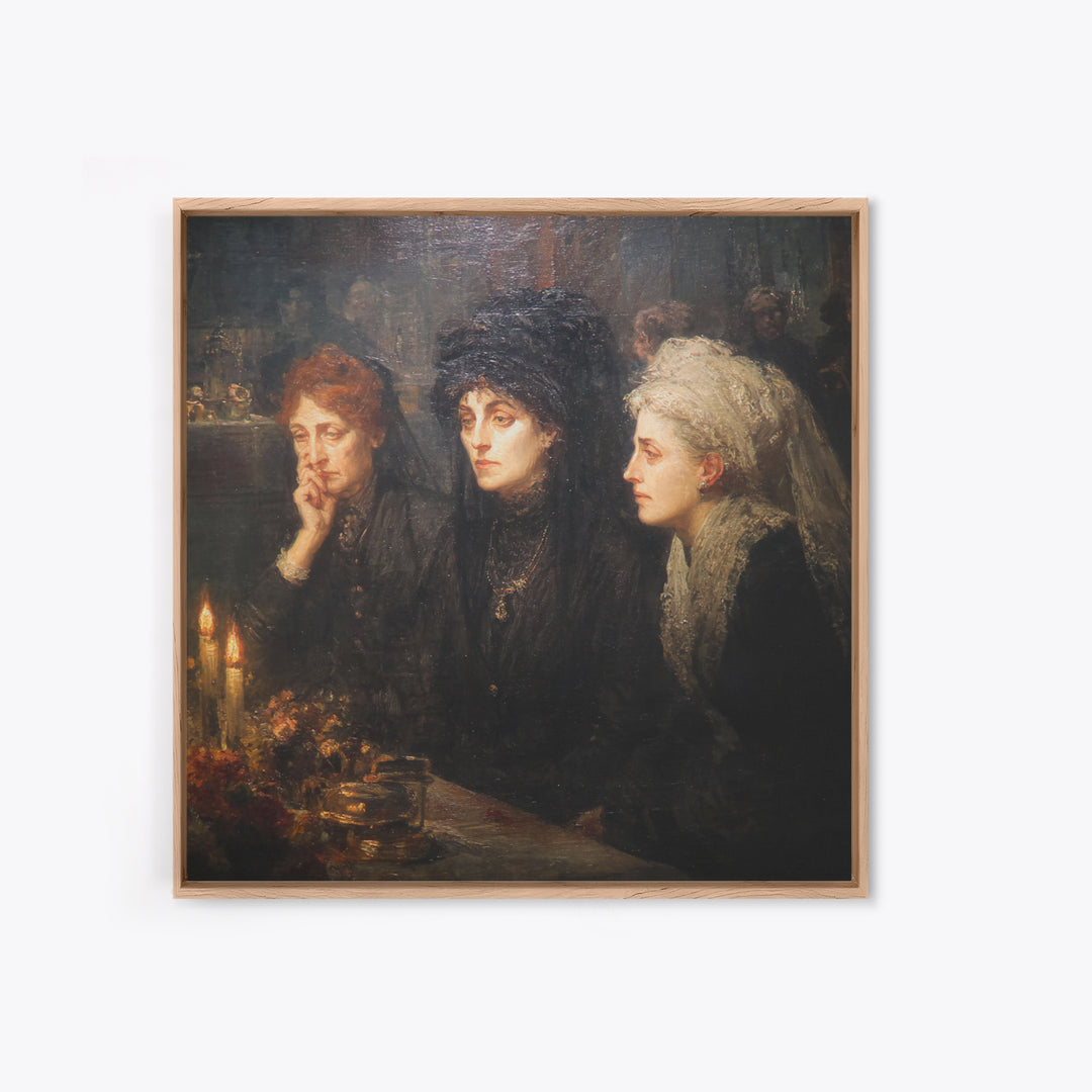 Victorian Mourning Halloween, Expressionist Gothic Art, Square Wall Art, Macabre Wall Art, Canvas Print, Halloween Wall Art