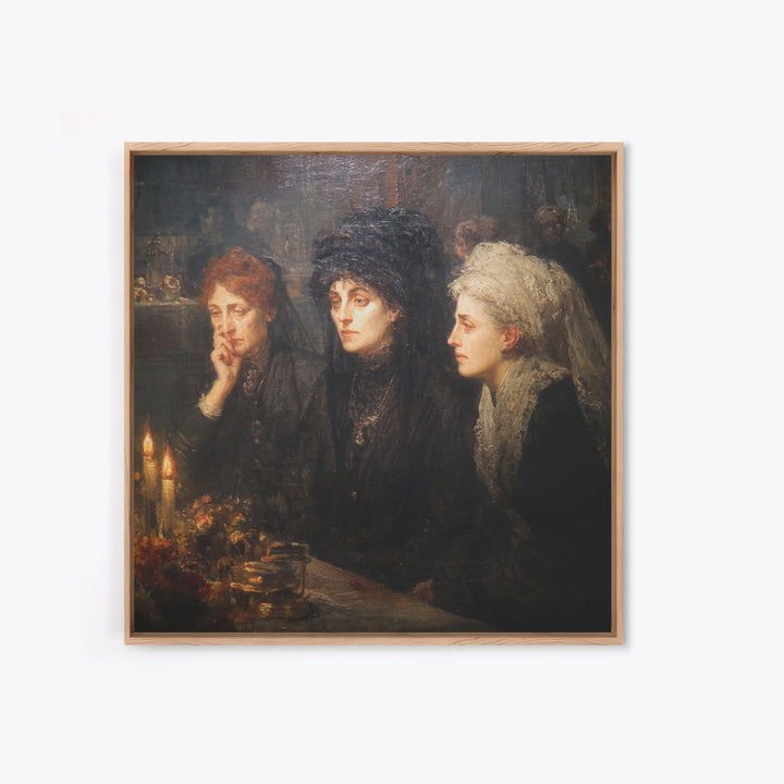 Victorian Mourning Halloween, Expressionist Gothic Art, Square Wall Art, Macabre Wall Art, Canvas Print, Halloween Wall Art