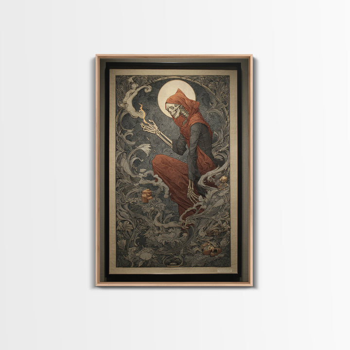 Art Nouveau Witchcraft, Danse Macabre Art, Vertical Wall Art, Dark Fantasy Wall Art, Canvas Print, Halloween Wall Art