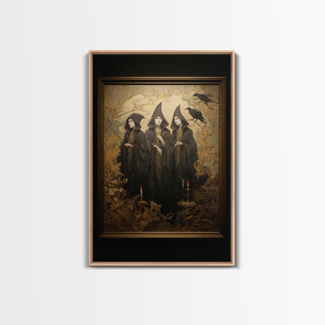 Art Nouveau Witchcraft, Dark Romantic Horror Art, Vertical Wall Art, Macabre Wall Art, Canvas Print, Halloween Wall Art