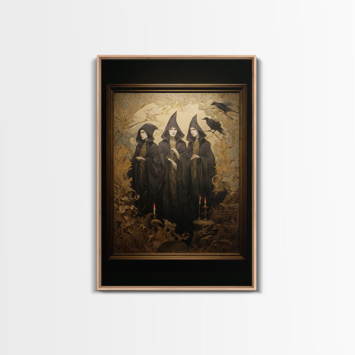 Art Nouveau Witchcraft, Dark Romantic Horror Art, Vertical Wall Art, Macabre Wall Art, Canvas Print, Halloween Wall Art