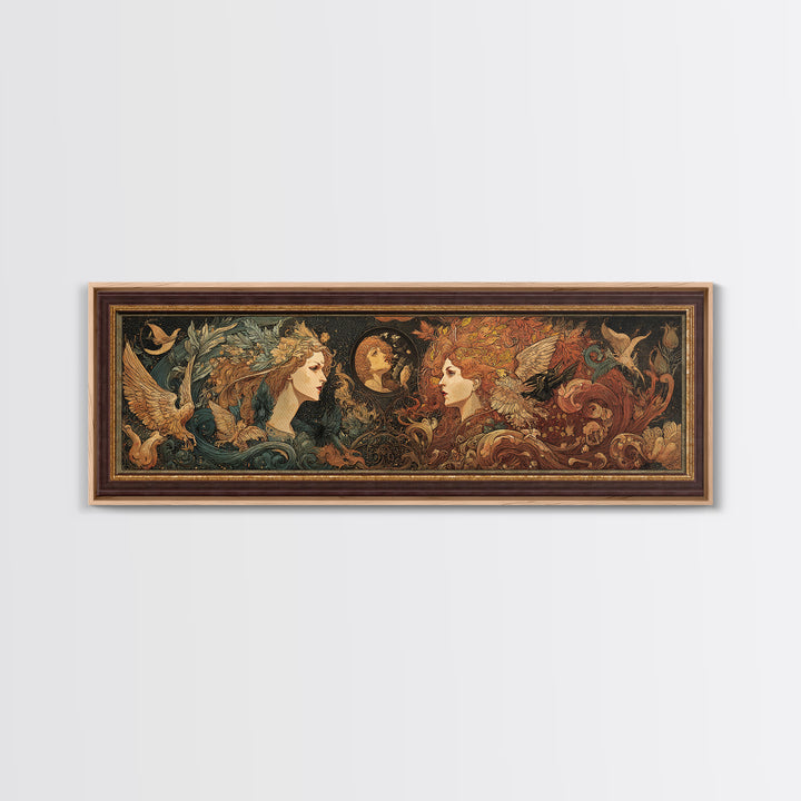 Art Nouveau Witchcraft, Visionary Gothic Art, Extra Wide Wall Art, Gothic Horror Wall Art, Canvas Print, Halloween Wall Art