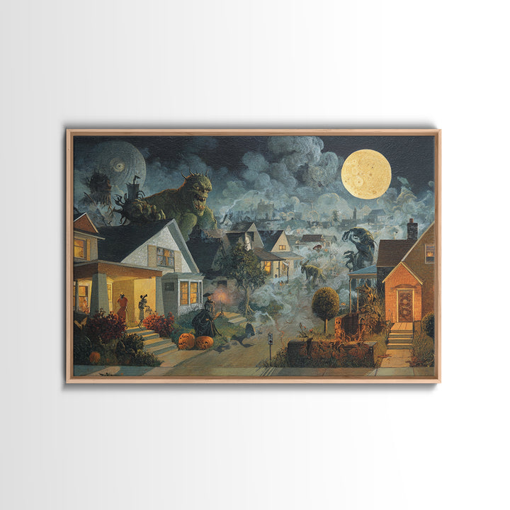 1950s Halloween Nostalgia, Medieval Grotesque Art, Landscape Wall Art, Gothic Horror Wall Art, Canvas Print, Halloween Wall Art