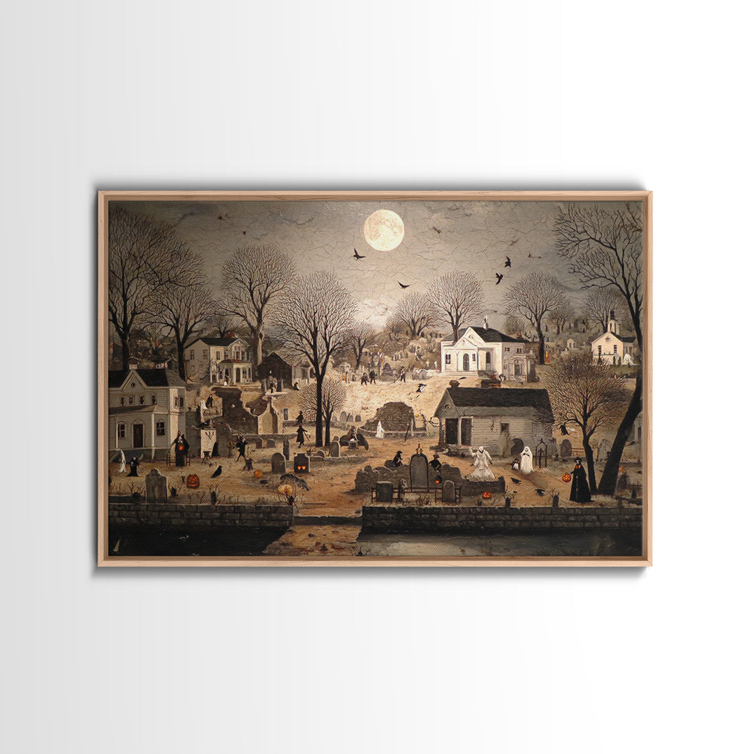 1950s Halloween Nostalgia, Romantic Gothic Landscape, Landscape Wall Art, Dark Halloween Decor, Canvas Print, Halloween Wall Art