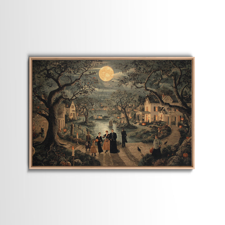 1950s Halloween Nostalgia, Symbolist Gothic Landscape, Landscape Wall Art, Dark Fantasy Wall Art, Canvas Print, Halloween Wall Art
