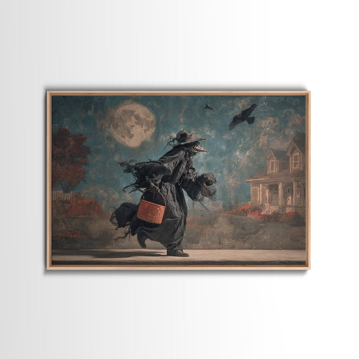 1950s Halloween Nostalgia, Expressionist Gothic Art, Landscape Wall Art, Dark Fantasy Wall Art, Framed Canvas Print, Halloween Wall Art