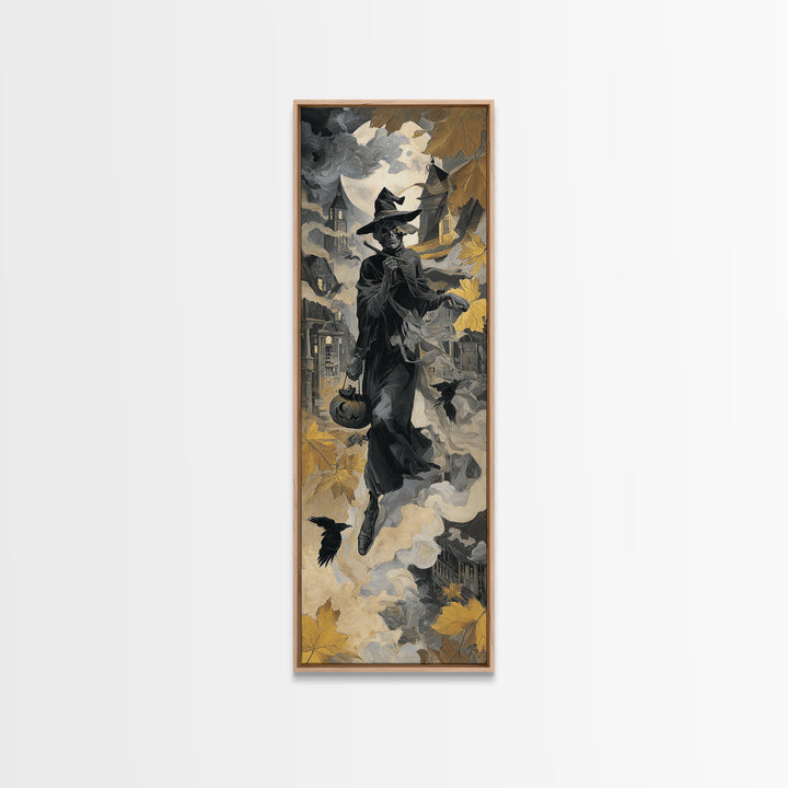 1950s Halloween Nostalgia, Surreal Apocalyptic Art, Tall Narrow Wall Art, Gothic Horror Wall Art, Framed Canvas Print