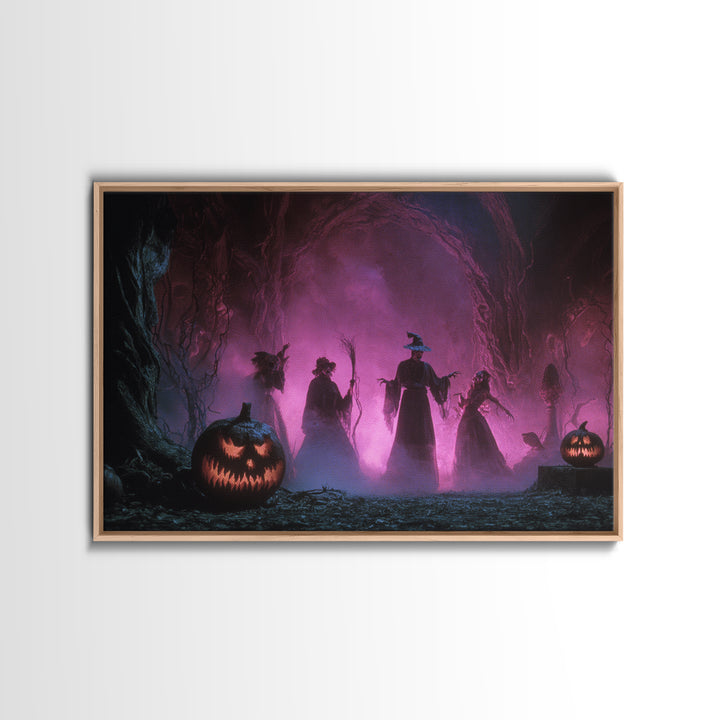 1980s Neon Horror, Dark Romantic Horror Art, Landscape Wall Art, Dark Fantasy Wall Art, Framed Canvas Print, Halloween Wall Art