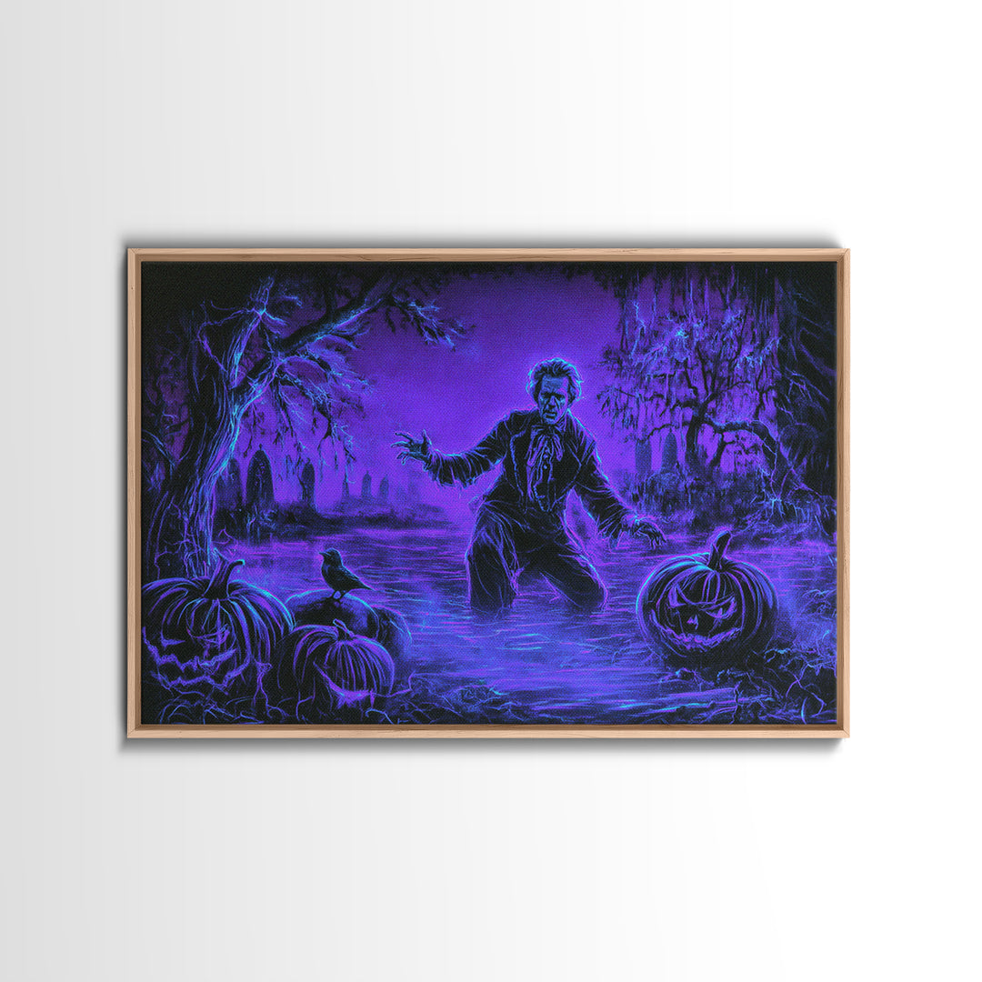 1980s Neon Horror, Symbolist Gothic Landscape, Landscape Wall Art, Macabre Wall Art, Canvas Print, Halloween Wall Art