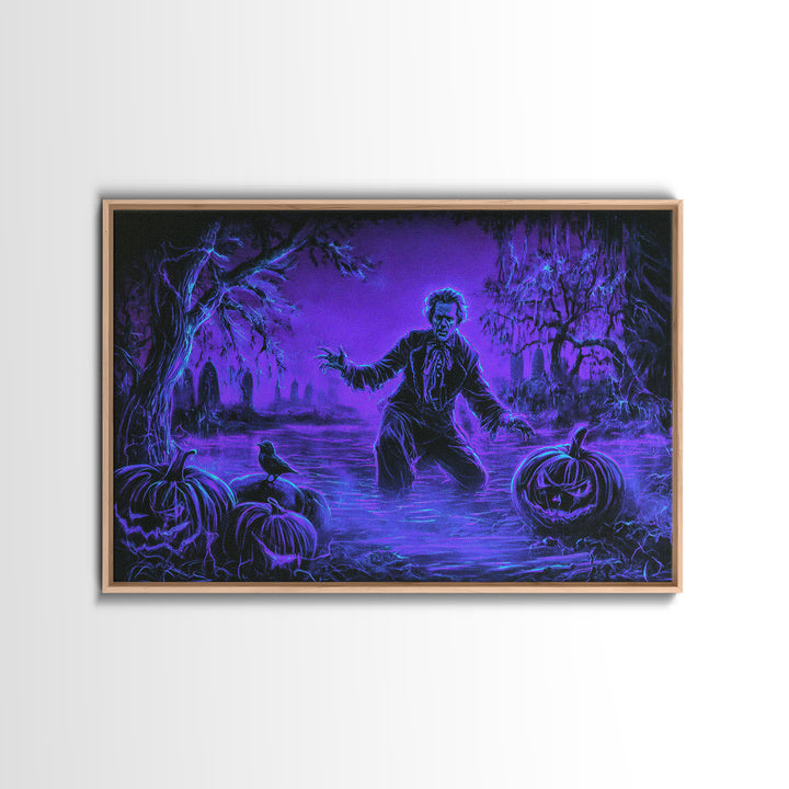 1980s Neon Horror, Symbolist Gothic Landscape, Landscape Wall Art, Macabre Wall Art, Canvas Print, Halloween Wall Art