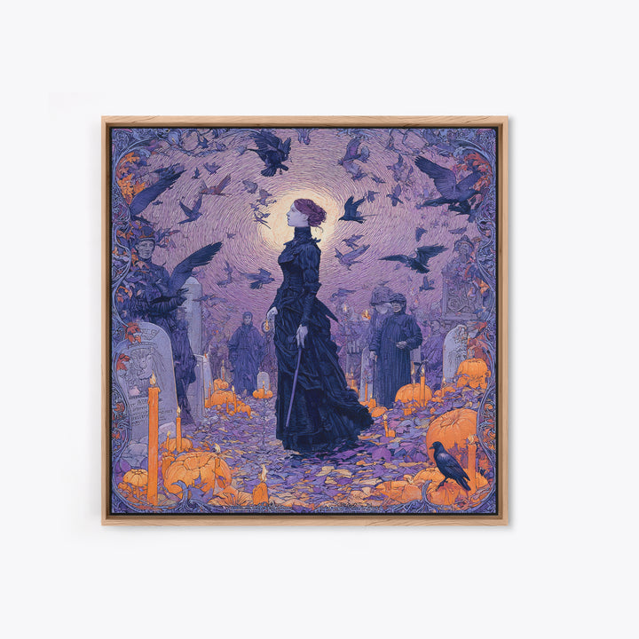 1980s Neon Horror, Symbolist Death Art, Square Wall Art, Gothic Horror Wall Art, Framed Canvas Print, Halloween Wall Art