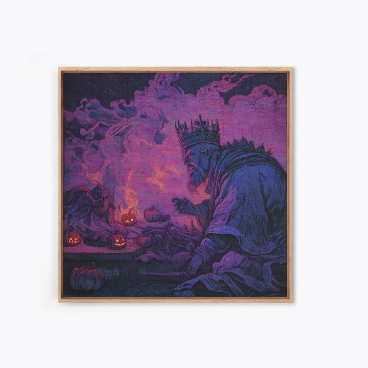 1980s Neon Horror, Dark Symbolist Art, Square Wall Art, Dark Halloween Decor, Canvas Print, Halloween Wall Art
