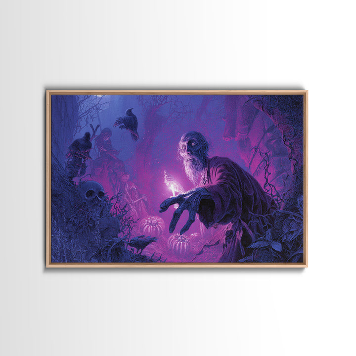 1980s Neon Horror, Expressionist Nightmare Art, Landscape Wall Art, Dark Fantasy Wall Art, Framed Canvas Print, Halloween Wall Art