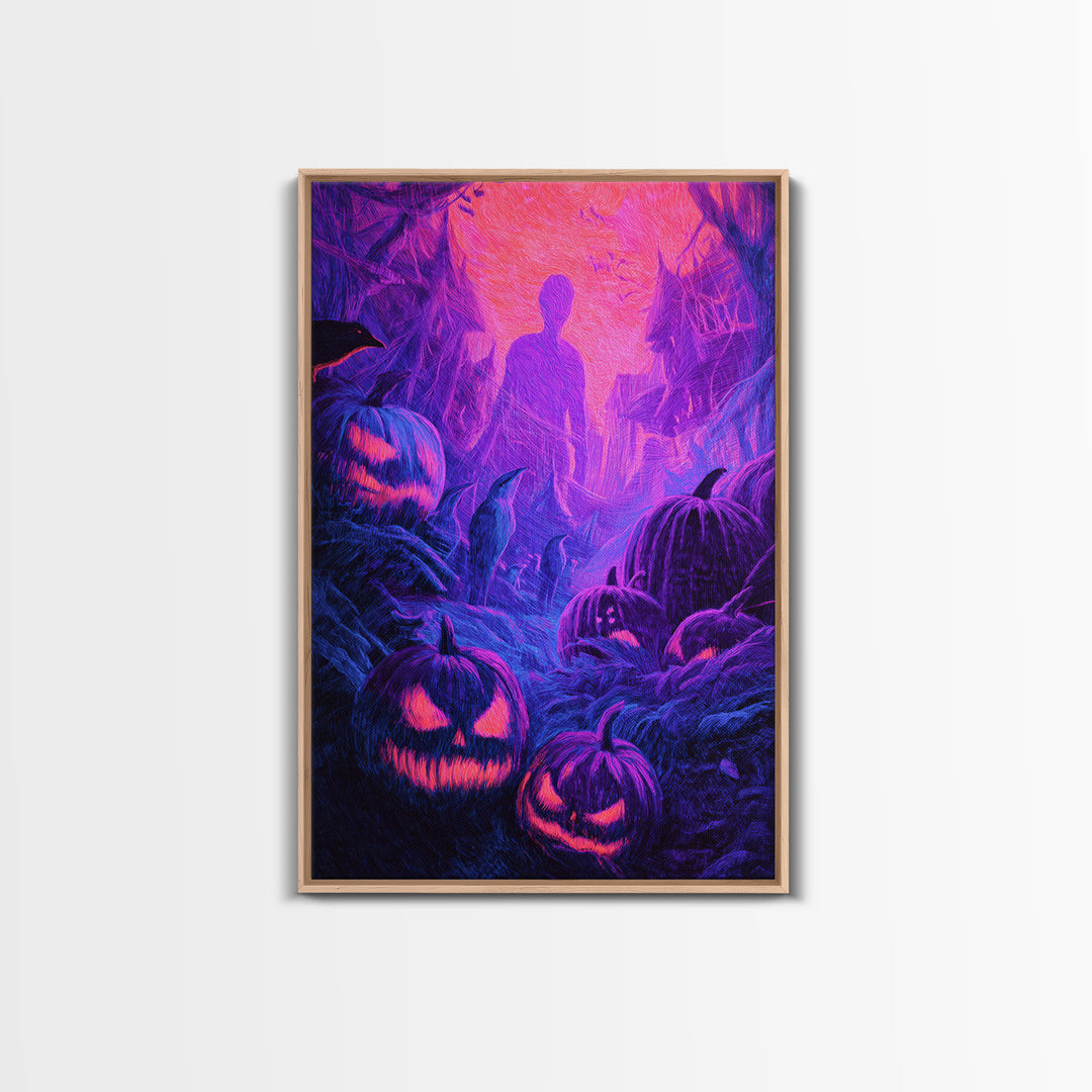 1980s Neon Horror, Expressionist Gothic Art, Vertical Wall Art, Macabre Wall Art, Canvas Print, Halloween Wall Art, Horror Wall Art