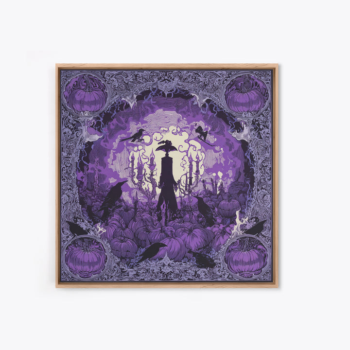 1980s Neon Horror, Decadent Line Art, Square Wall Art, Dark Halloween Decor, Canvas Print, Halloween Wall Art