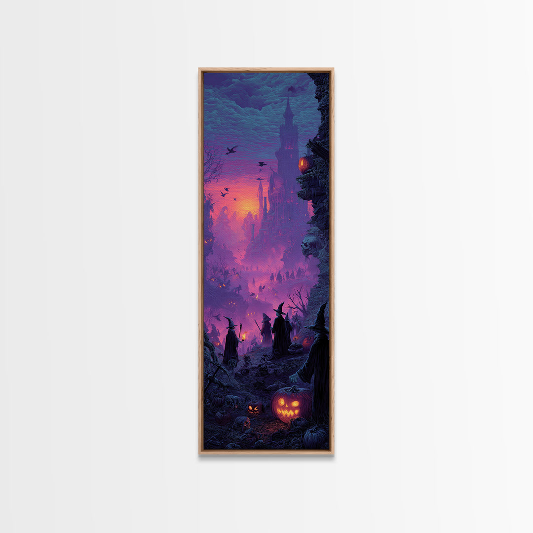 1980s Neon Horror, Surreal Apocalyptic Art, Tall Narrow Wall Art, Gothic Horror Wall Art, Framed Canvas Print, Halloween Wall Art