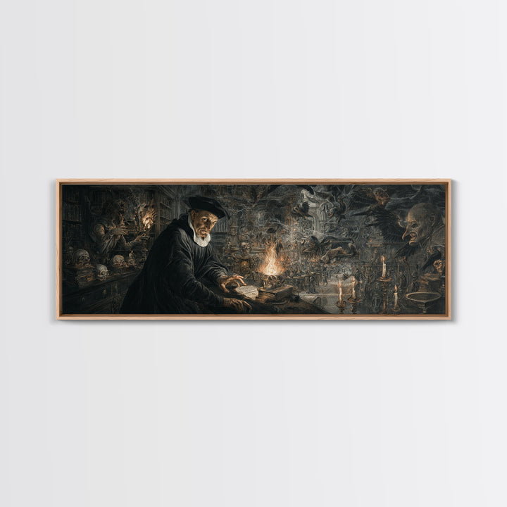 Dark Academia Halloween, Medieval Grotesque Art, Extra Wide Wall Art, Gothic Horror Wall Art, Canvas Print, Halloween Wall Art