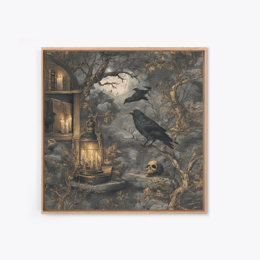 Dark Academia Halloween, Baroque Witchcraft Art, Square Wall Art, Dark Fantasy Wall Art, Framed Canvas Print, Halloween Wall Art