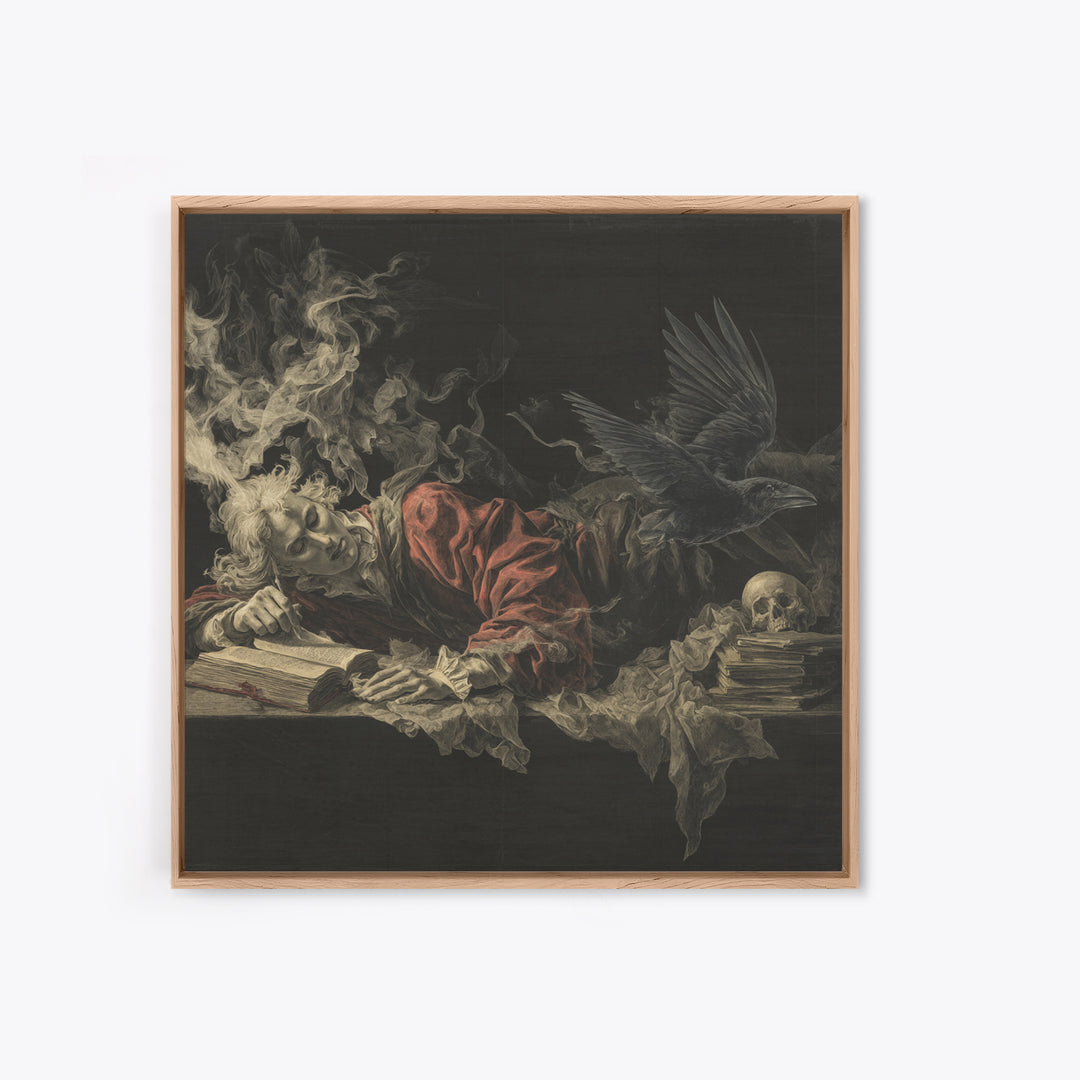 Dark Academia Halloween, Gothic Nightmare Art, Square Wall Art, Dark Fantasy Wall Art, Framed Canvas Print, Halloween Wall Art