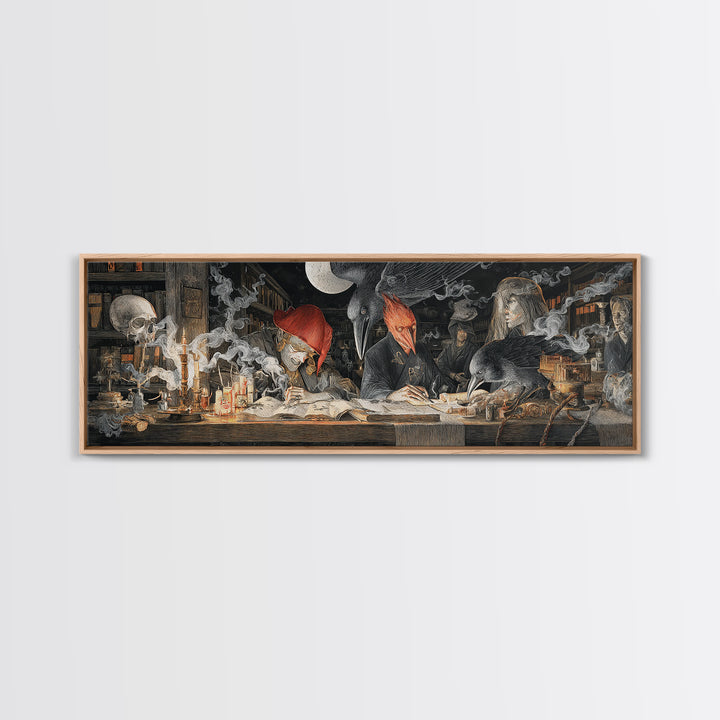 Dark Academia Halloween, Visionary Gothic Art, Extra Wide Wall Art, Dark Fantasy Wall Art, Canvas Print, Halloween Wall Art