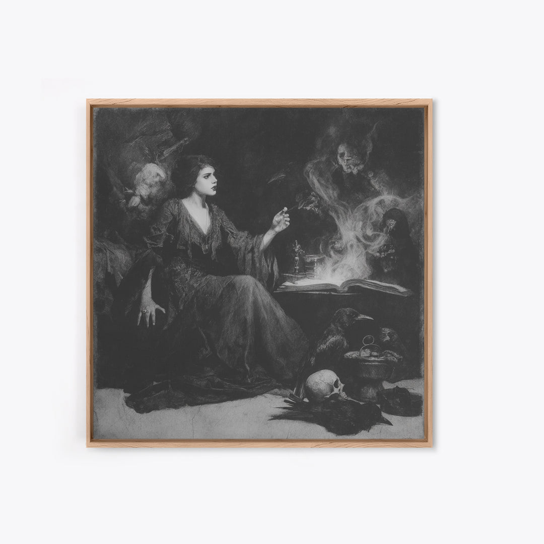 Dark Academia Halloween, Symbolist Dream Art, Square Wall Art, Dark Halloween Decor, Canvas Print, Halloween Wall Art