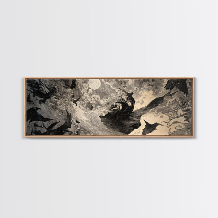 Dark Academia Halloween, Expressionist Nightmare Art, Extra Wide Wall Art, Dark Fantasy Wall Art, Canvas Print, Halloween Wall Art