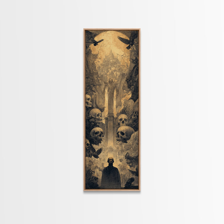 Dark Academia Halloween, Surreal Apocalyptic Art, Tall Narrow Wall Art, Dark Halloween Decor, Framed Canvas Print, Dark Fantasy Art