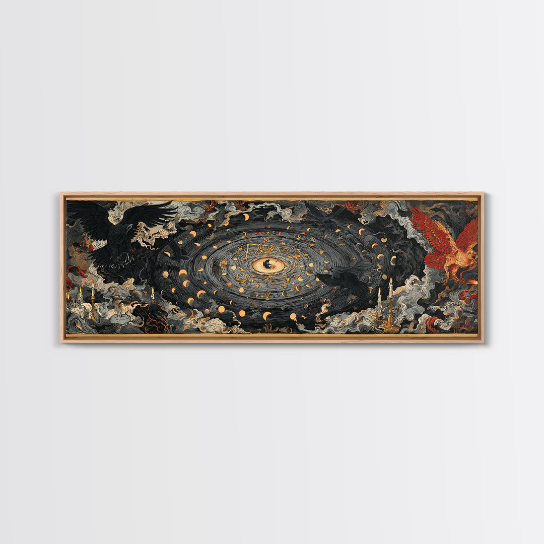 Celestial Witchcraft, Visionary Gothic Art, Extra Wide Wall Art, Gothic Horror Wall Art, Framed Canvas Print, Halloween Wall Art
