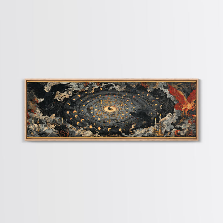 Celestial Witchcraft, Visionary Gothic Art, Extra Wide Wall Art, Gothic Horror Wall Art, Framed Canvas Print, Halloween Wall Art