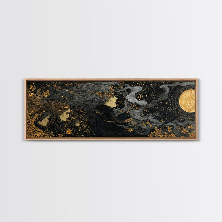 Celestial Witchcraft, Stained Glass Gothic Art, Extra Wide Wall Art, Dark Fantasy Wall Art, Canvas Print, Halloween Wall Art