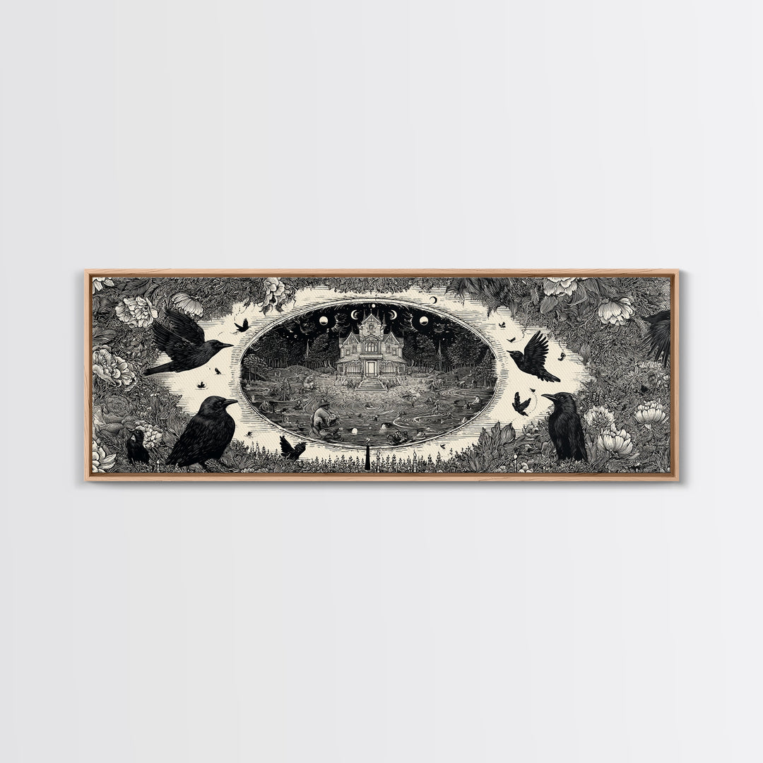 Celestial Witchcraft, Victorian Macabre Art, Extra Wide Wall Art, Macabre Wall Art, Canvas Print, Halloween Wall Art, Halloween Decor