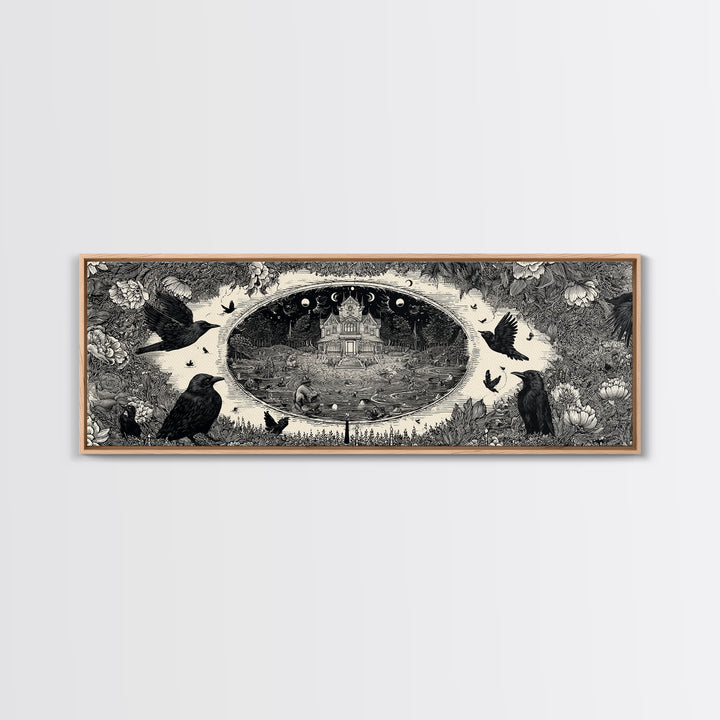 Celestial Witchcraft, Victorian Macabre Art, Extra Wide Wall Art, Macabre Wall Art, Canvas Print, Halloween Wall Art, Halloween Decor