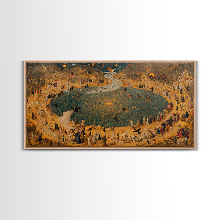 Occult Harvest Festival, Northern Renaissance Horror, Wide Panoramic Art, Macabre Wall Art, Canvas Print, Halloween Wall Art