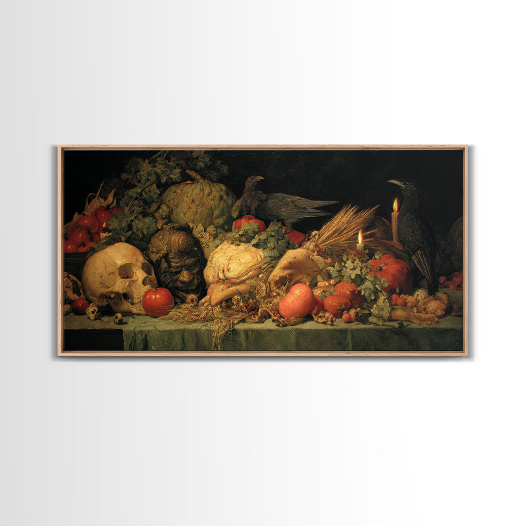 Occult Harvest Festival, Dark Renaissance Art, Wide Panoramic Art, Gothic Horror Wall Art, Framed Canvas Print, Dark Fantasy Art