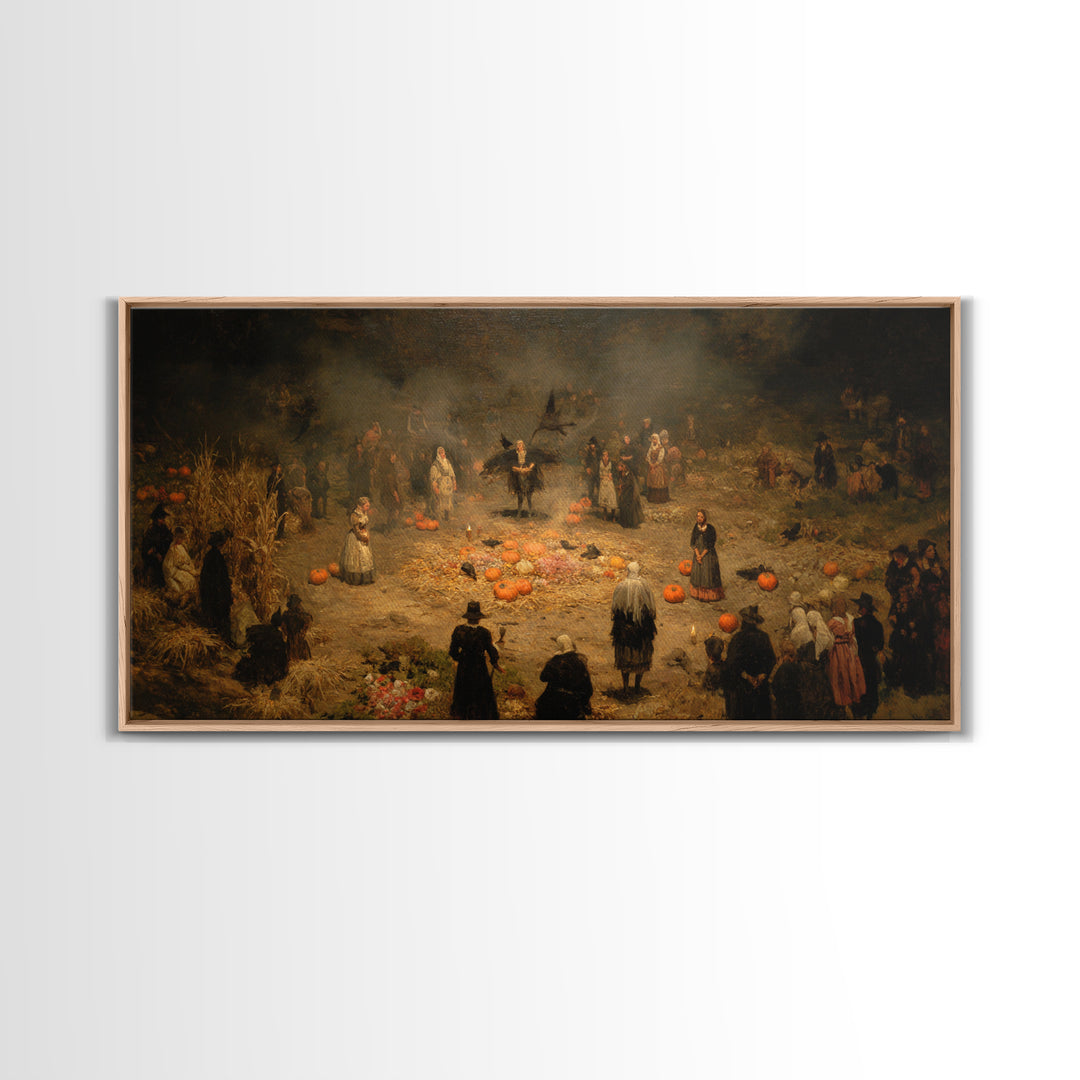 Occult Harvest Festival, Dark Romantic Horror Art, Wide Panoramic Art, Dark Fantasy Wall Art, Framed Canvas Print, Halloween Wall Art
