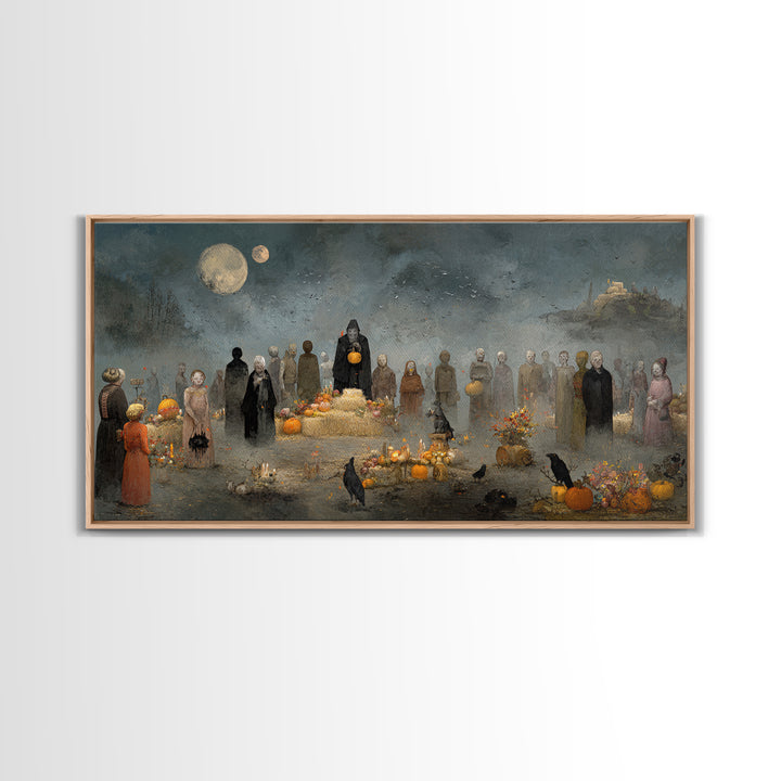 Occult Harvest Festival, Symbolist Dream Art, Wide Panoramic Art, Gothic Horror Wall Art, Canvas Print, Halloween Wall Art