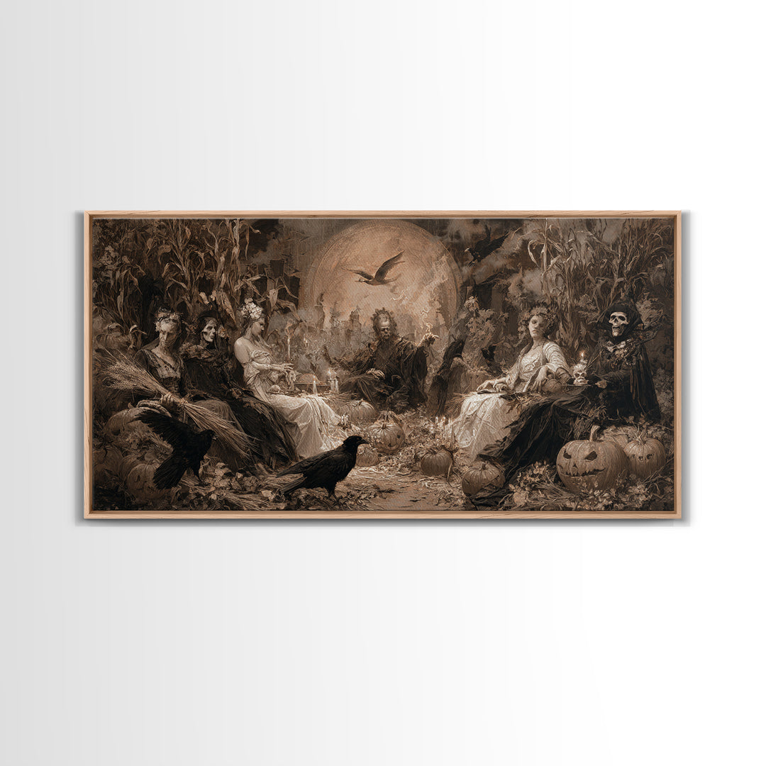 Occult Harvest Festival, Decadent Gothic Art, Wide Panoramic Art, Dark Halloween Decor, Canvas Print, Halloween Wall Art