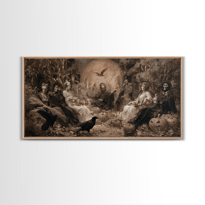 Occult Harvest Festival, Decadent Gothic Art, Wide Panoramic Art, Dark Halloween Decor, Canvas Print, Halloween Wall Art