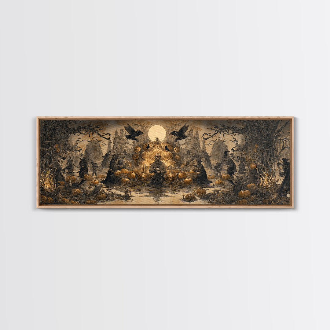 Occult Harvest Festival, Surreal Apocalyptic Art, Extra Wide Wall Art, Dark Fantasy Wall Art, Canvas Print, Halloween Wall Art