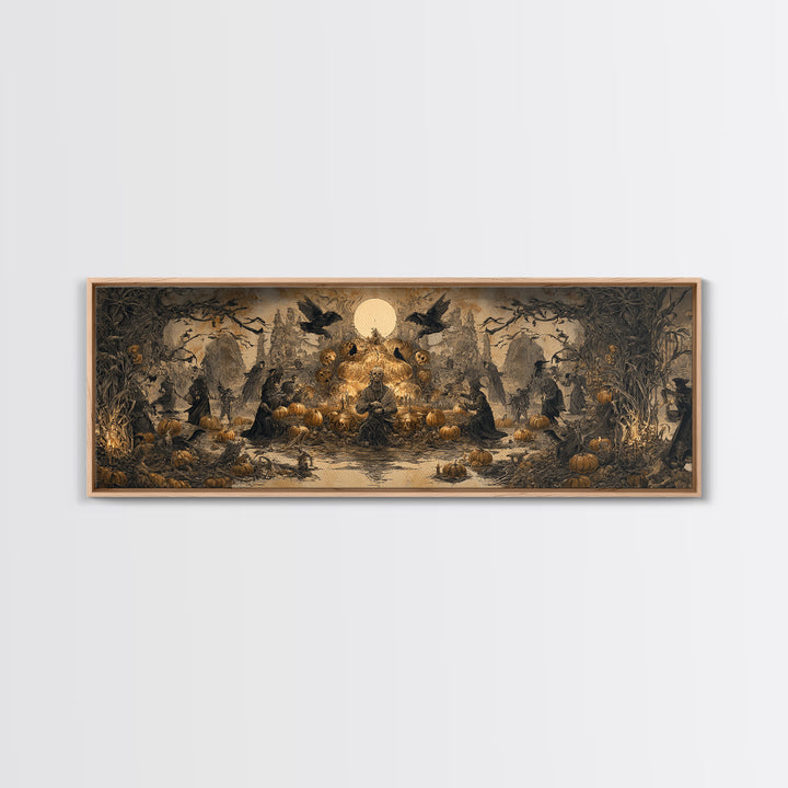 Occult Harvest Festival, Surreal Apocalyptic Art, Extra Wide Wall Art, Dark Fantasy Wall Art, Canvas Print, Halloween Wall Art