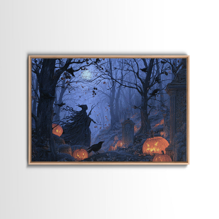 Enchanted Woodland Halloween, Romantic Gothic Landscape, Landscape Wall Art, Gothic Horror Wall Art, Framed Canvas Print