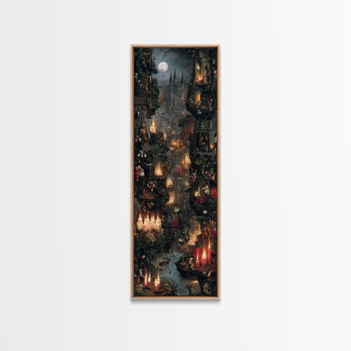 Gothic Romance, Medieval Grotesque Art, Tall Narrow Wall Art, Dark Fantasy Wall Art, Canvas Print, Halloween Wall Art
